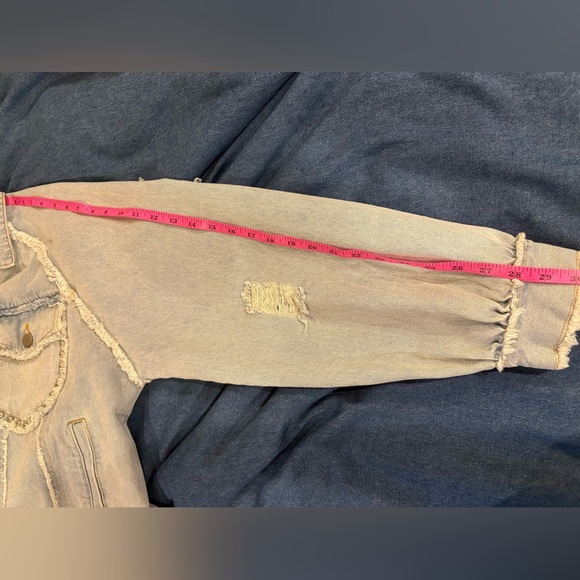 POL distressed denim jacket American flag patriotic sequence Americana S M L - Picture 8 of 10